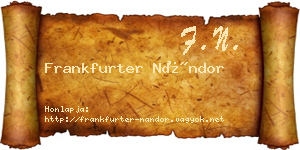 Frankfurter Nándor névjegykártya
