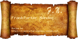Frankfurter Nándor névjegykártya